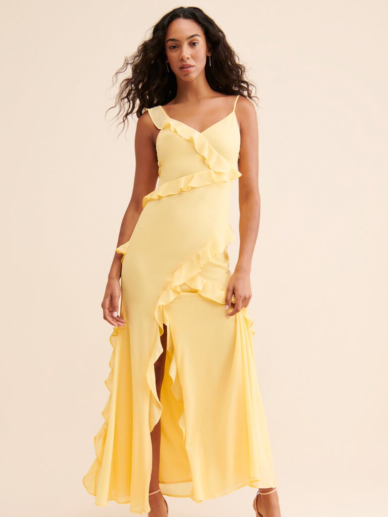 Yellow ruffle maxi dress