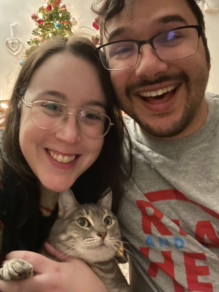 Our first Christmas together, with Barbara!