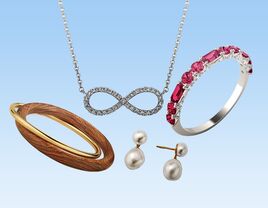 Graphic of four anniversary jewelry gift ideas