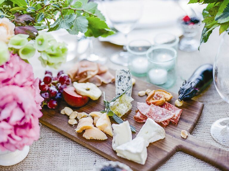 Miniature charcuterie board at wedding