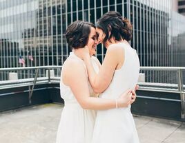 emotional first look wedding photo