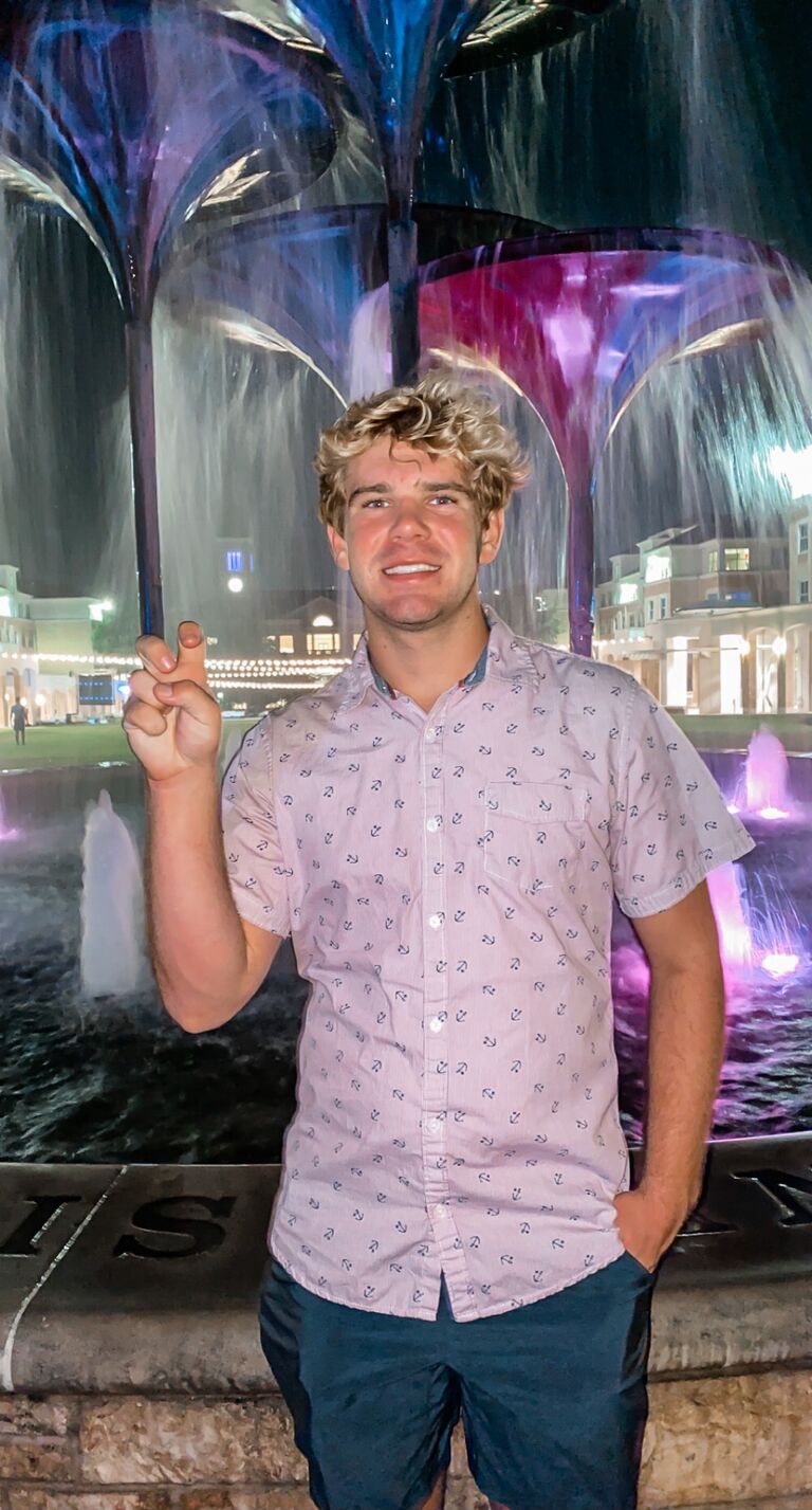 And then the college visits began! The Aggie at TCU Frog Fountain.