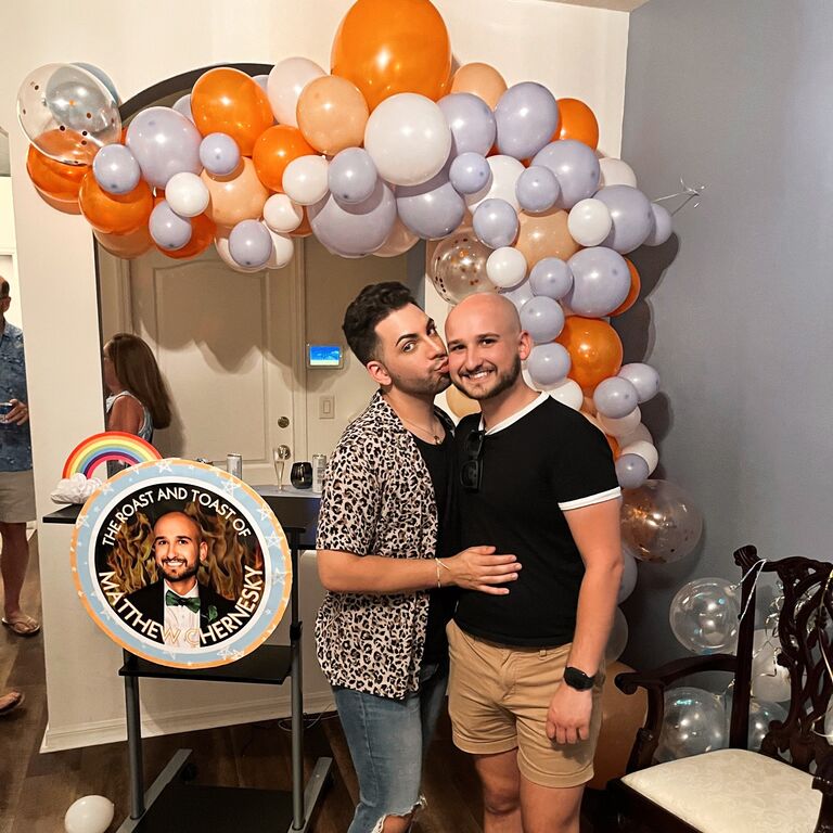 For Matthew's 27th birthday party, he decided he wanted to hold a "Roast" to celebrate. Friends traveled to Tampa from far and wide to celebrate with him. Manny was in charge of planning most of the party and till this day, making that balloon arch is still one of the hardest things Manny's ever done in his whole life. 