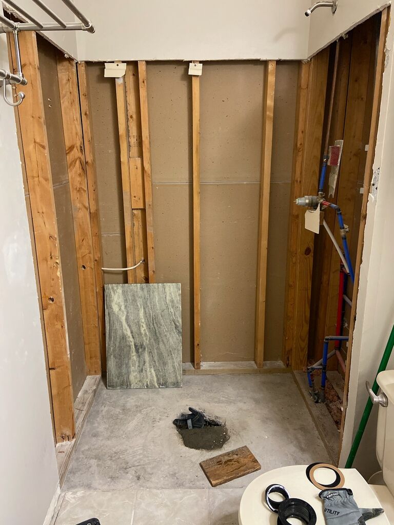 Matt starts the shower journey. 