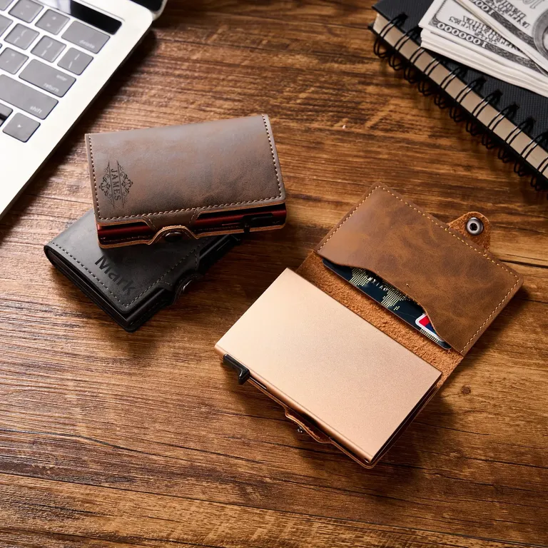 Custom leather wallet groomsmen gift idea from Etsy