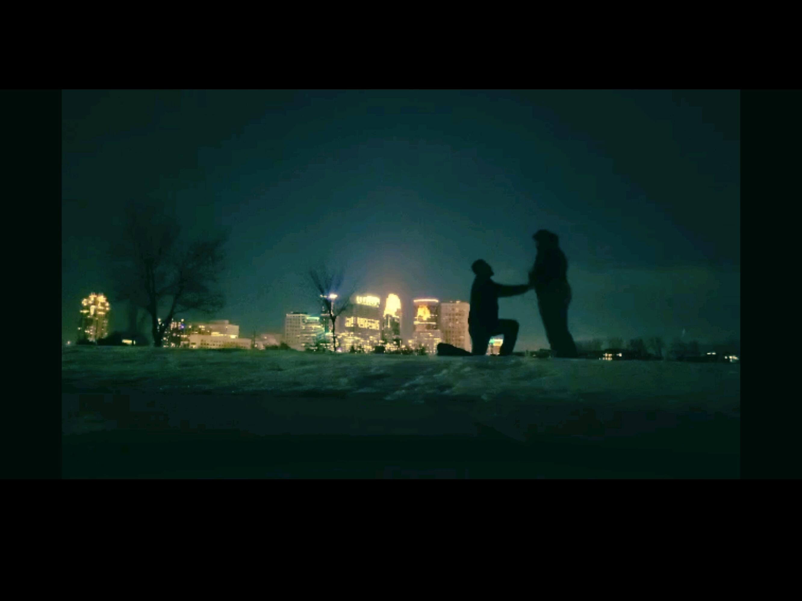 Cody took me to Boom Island Park and we walked out to see the skyline. I wanted a picture so we started a video then Cody proceeded to tell me how much he loved me then got on one knee and asked me to marry him were I proceeded to say "yeah" while we both cried... we then ran to the car because it was really cold. Afterwards we ate at The Red Cow to celebrate 🍾 