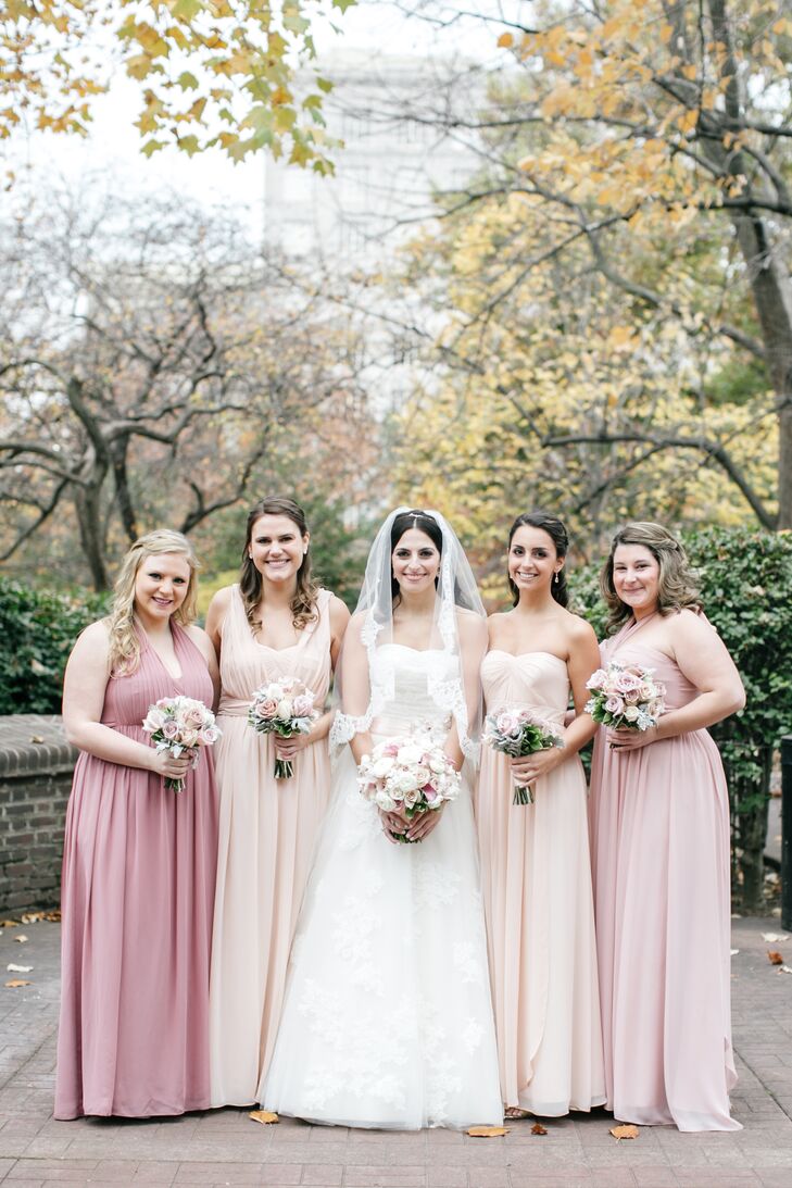 blush pink and rose gold dresses