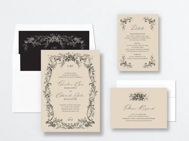 Antique Victorian Botanical Wedding Invitations