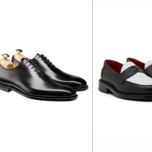 Collage of two wedding shoe ideas for men