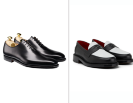Collage of two wedding shoe ideas for men