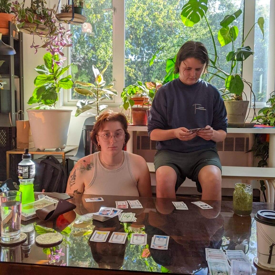 our plant filled apartment (we have acquired more plants also Ciara was losing, hungover, and grumpy can you tell)