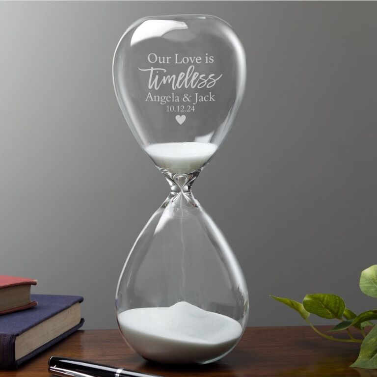 Personalized engraved hourglass gift idea for a 30th anniversary