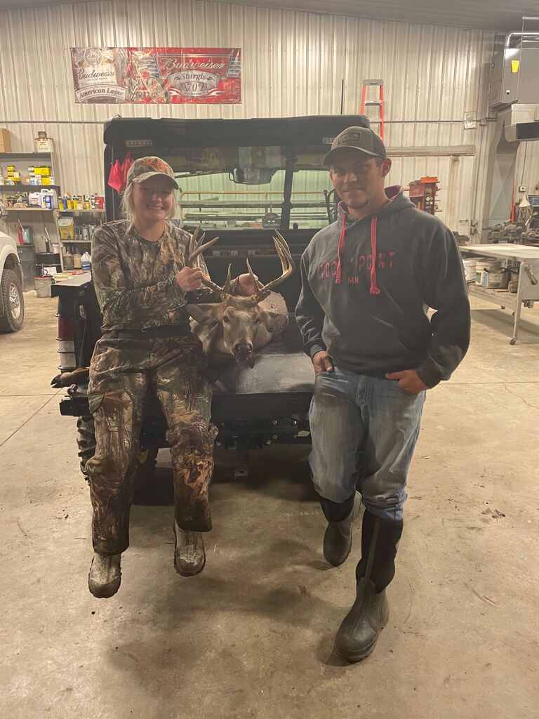 Bow hunting is something that we both have a passion for & do both together & separately. Pictured is Shauna's deer she got on the first night out!