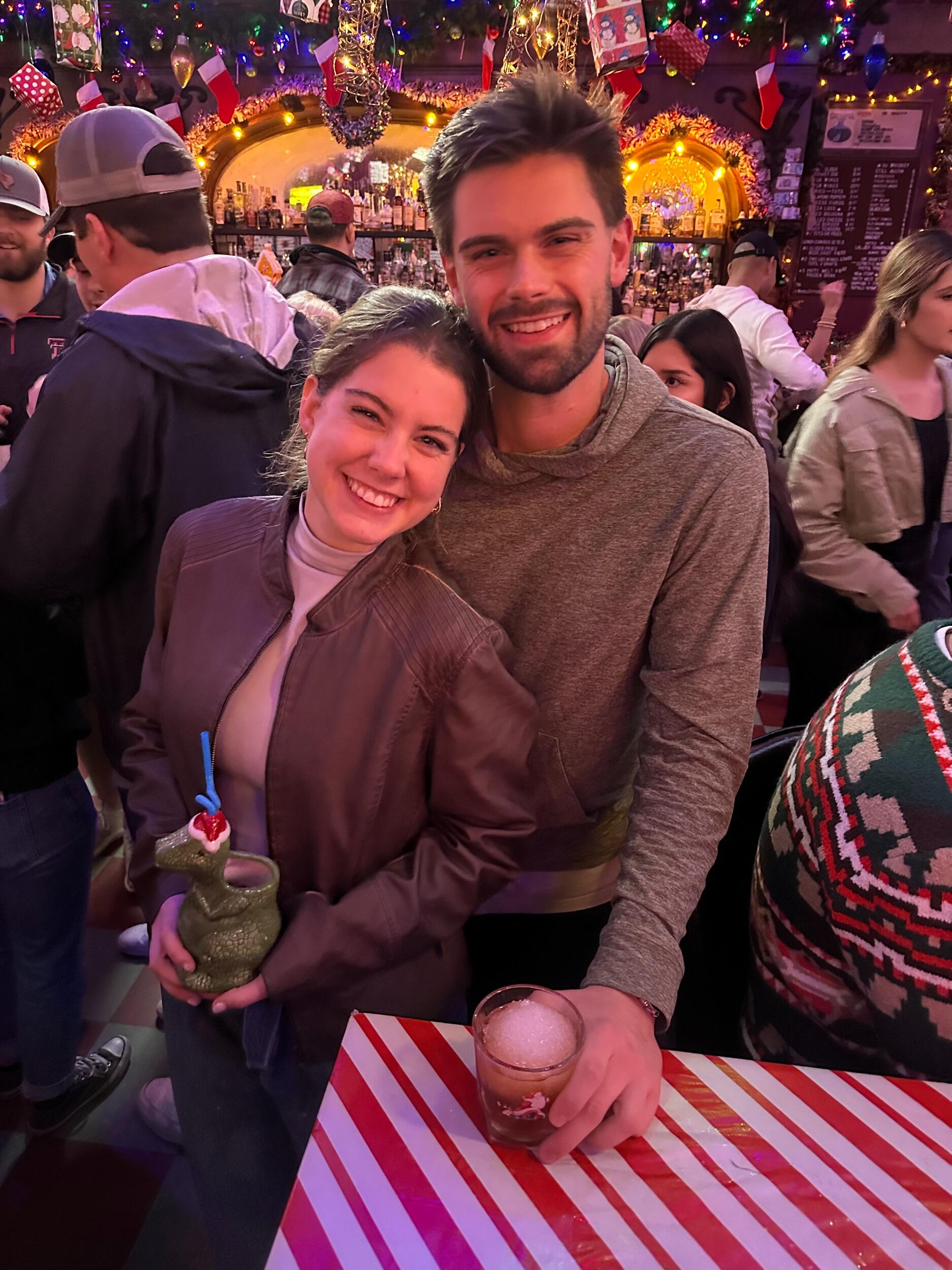 Two days before becoming officially becoming boyfriend and girlfriend. We were out with Alex's family at a fun Christmas bar. He fit in with the family from the get-go!