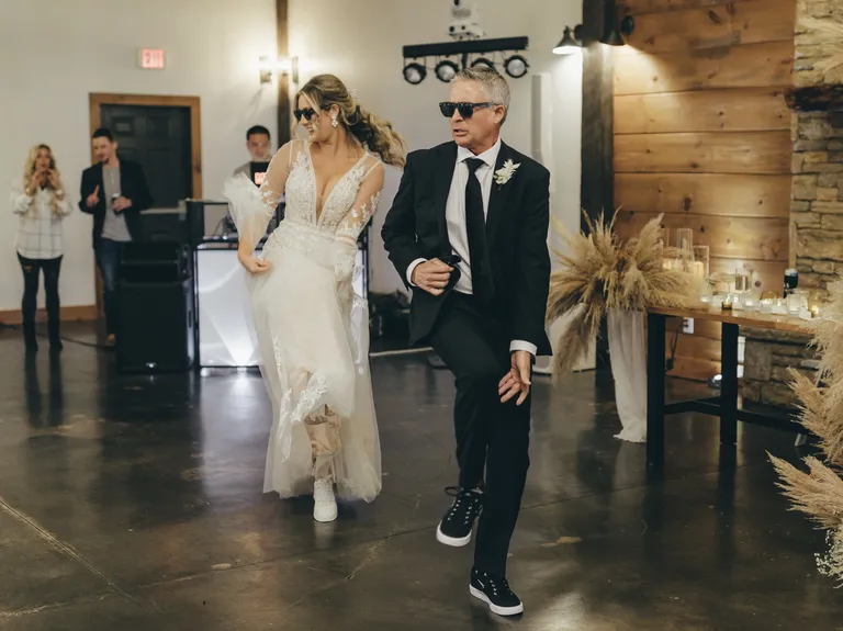 Father and bride sharing fun father daughter dance choreography by Wedding Dance Lessons by Amanda in Tampa, Florida
