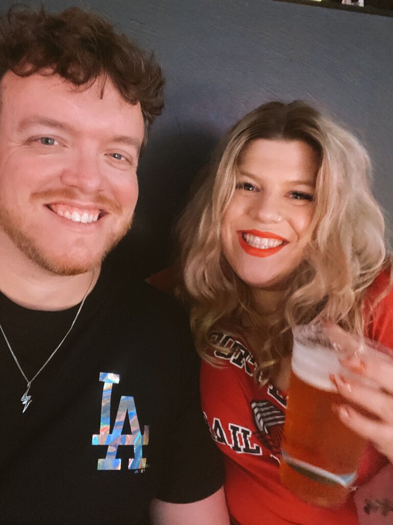 First Laker game together, in Portland. (And also the first time rooting against each other.) 