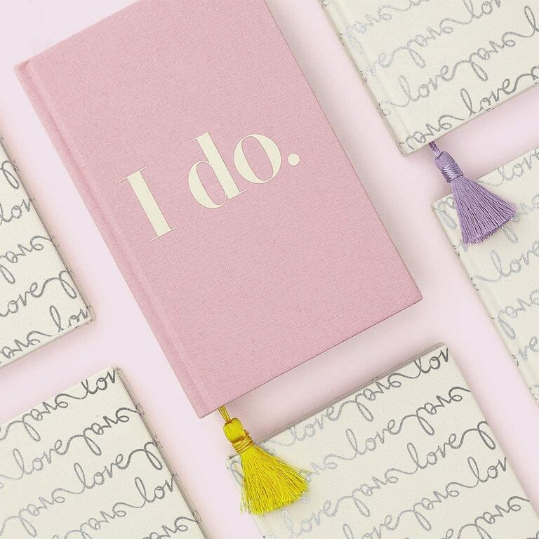 kate spade new york pink I do vow book with yellow tassel bookmark