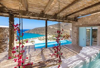 Honeymoon by a greek island beach ios pool villa 