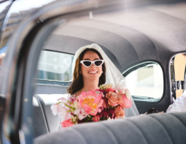 bride in a limo