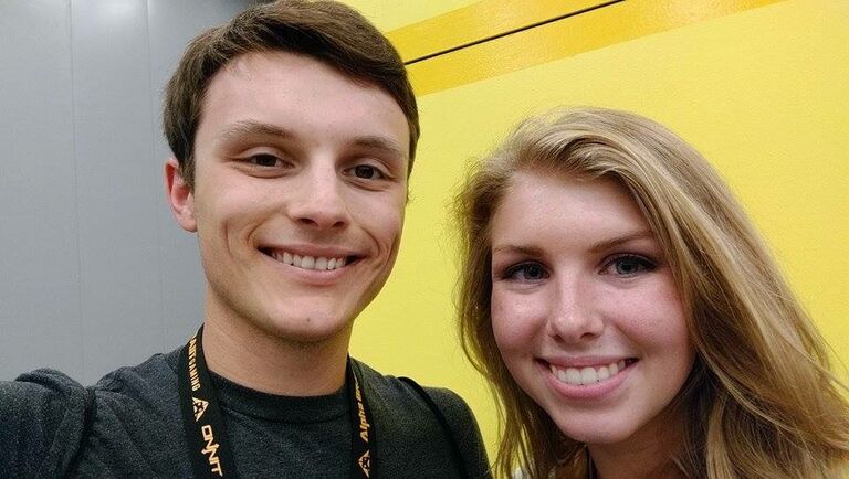 Tyler and Sam on their first trip together, at RTX in Austin.