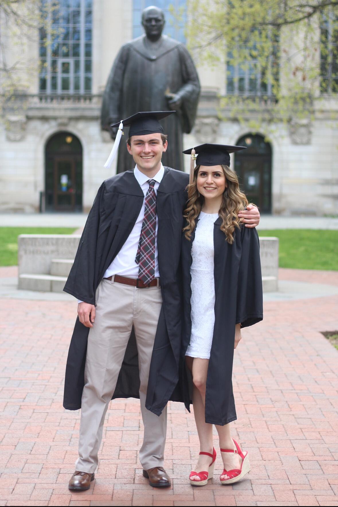 Grad photos together before (virtual) graduation in 2 days