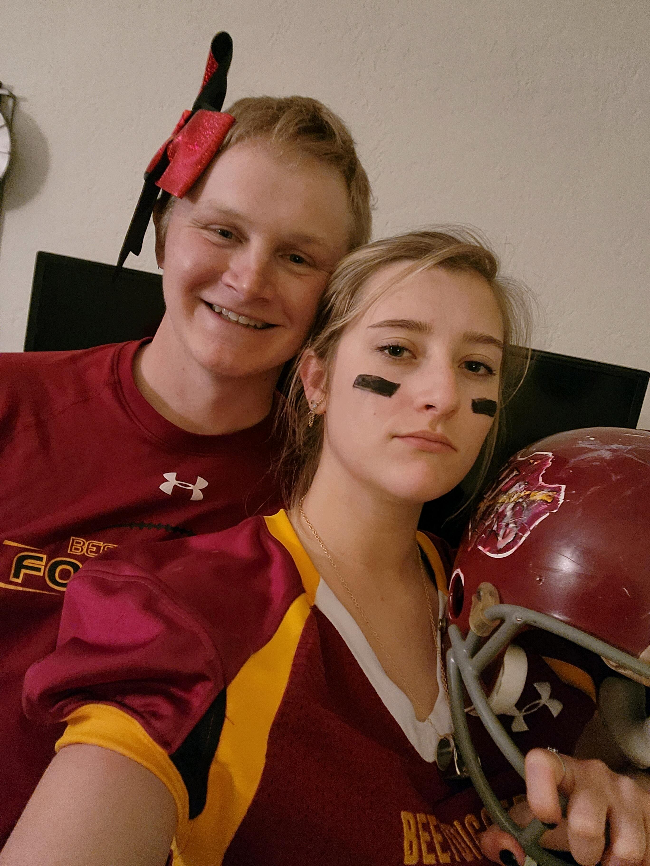 The first Halloween as a power couple (Apparently, Hunter can rock a skirt -- Who knew?!)