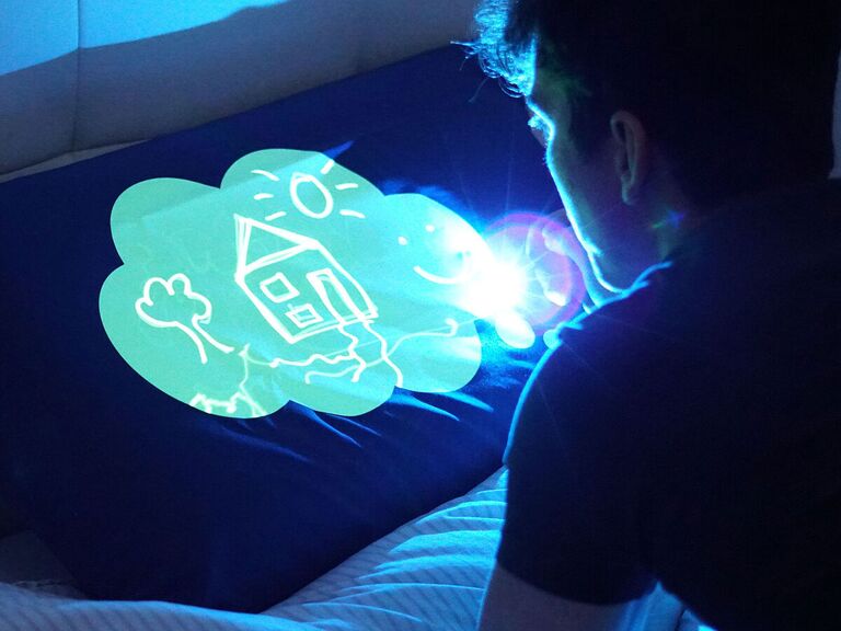 Pillowcase printed with luminescent ink activated by drawing kid's wedding party gift