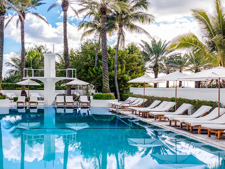 A summertime oasis by the pool at Shelborne South Beach in Miami Beach, Florida
