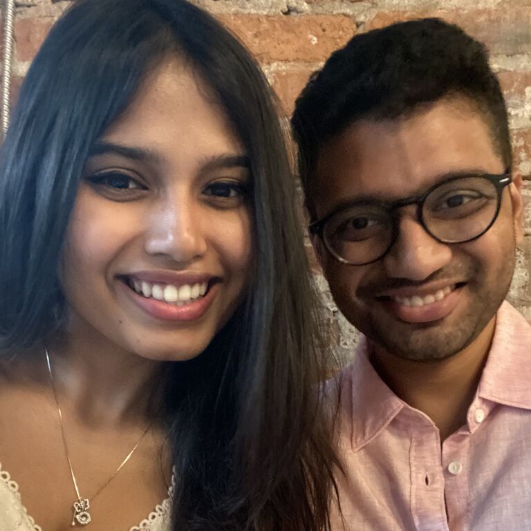 Sanjith's version: She met him immediately after moving to SCAD for her masters. She fell very hard the moment she laid eyes on him. It was love at first sight for her.
____________________________________________
Varshini's version: Umm... excuse me? It was totally the other way around! Sanjith couldn’t wait—he drove five hours, made two gas station stops to feast on questionable hot dogs and a giant Coke (yes, its a mandatory long drive ritual), right after a long day at work. And all that just to see me within a few days after I landed in Savannah. Someone was a little impatient, huh? 😏