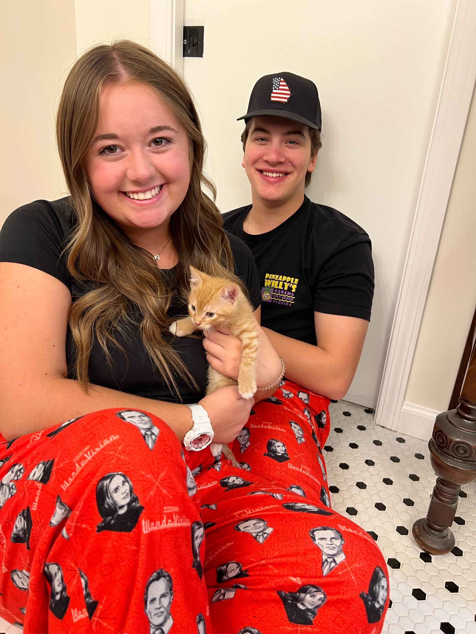 The night Maggie's crazy mom decided to add two new kittens to the family. We had just gotten back from Six Flags to this surprise (can you see the tears in her eyes?). Now we are 100% cat people because of these two babies! 