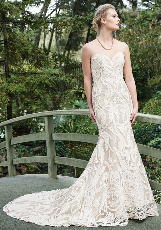 casablanca fit and flare wedding dress
