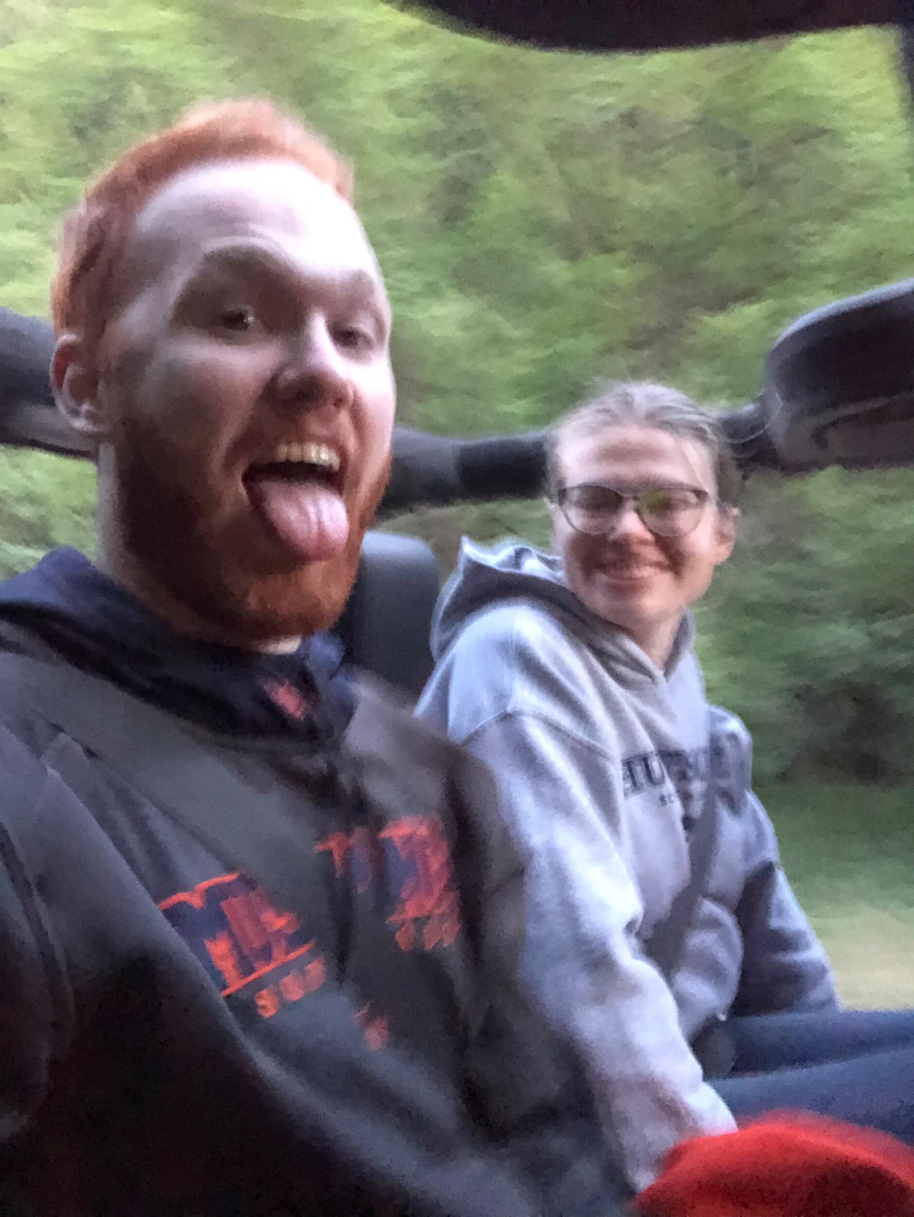 Aaron's first trip in Matisse's family's prized jeep.