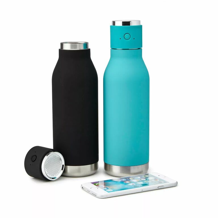 Water bottle and Bluetooth speaker gift idea for groom. 