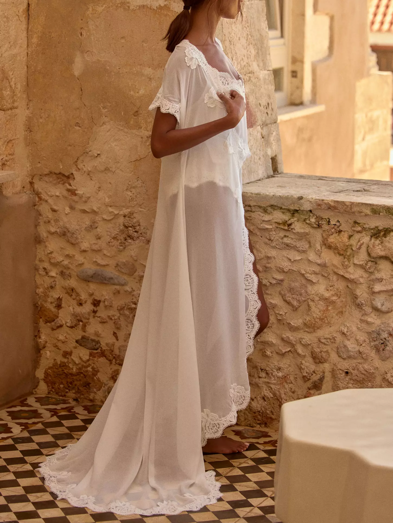 Homebodii scallop lace chiffon robe