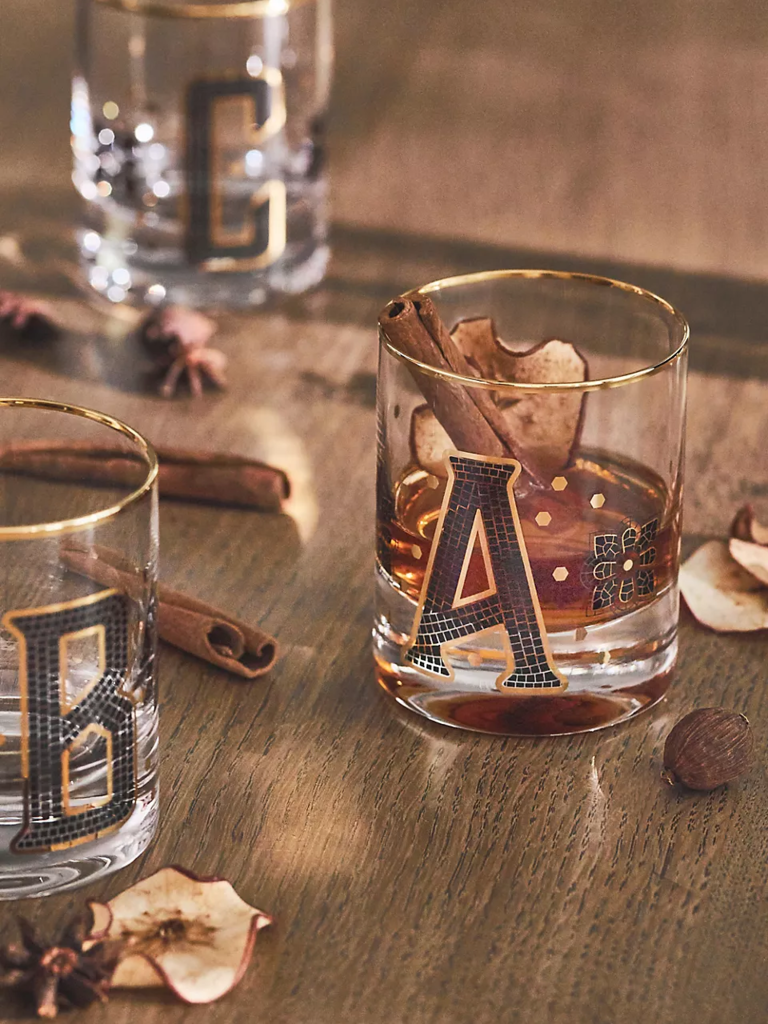 Initial whiskey glasses for anniversary gifts