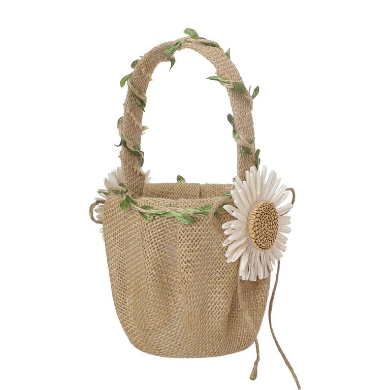 Event Blossom Crescent-shaped 'Bride' Woven Straw Purse with Pom Poms