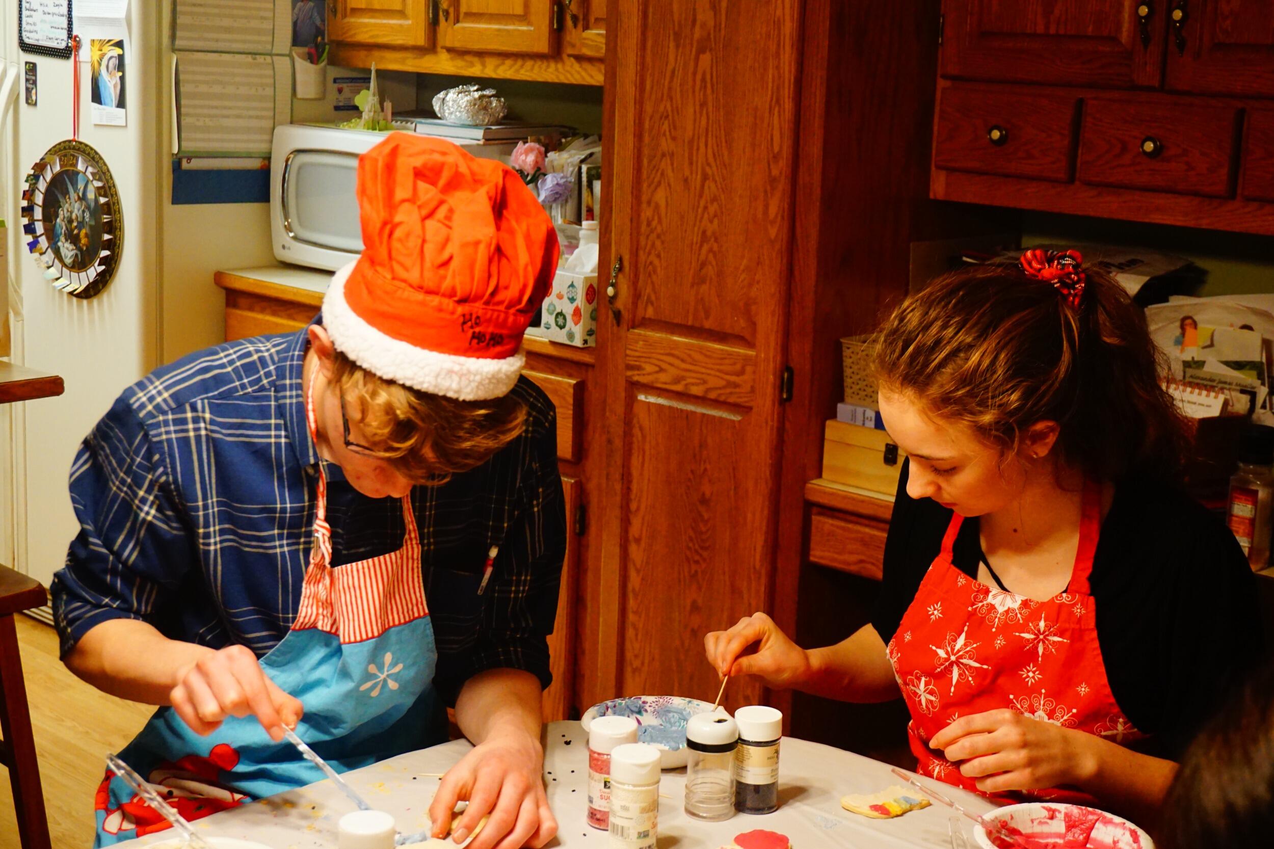 The pair saw each other on breaks, and continue to get to know each other and discern.  Interspersed throughout all this were activities like:  Designing frosted sugar cookies...