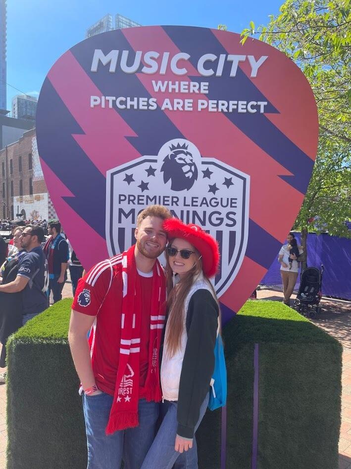 Owen and Allison support Forest in the Premier League in Nashville 