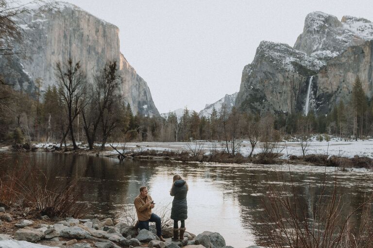 Michael planned a beautiful surprise proposal at sunrise in Yosemite... and she said yes!