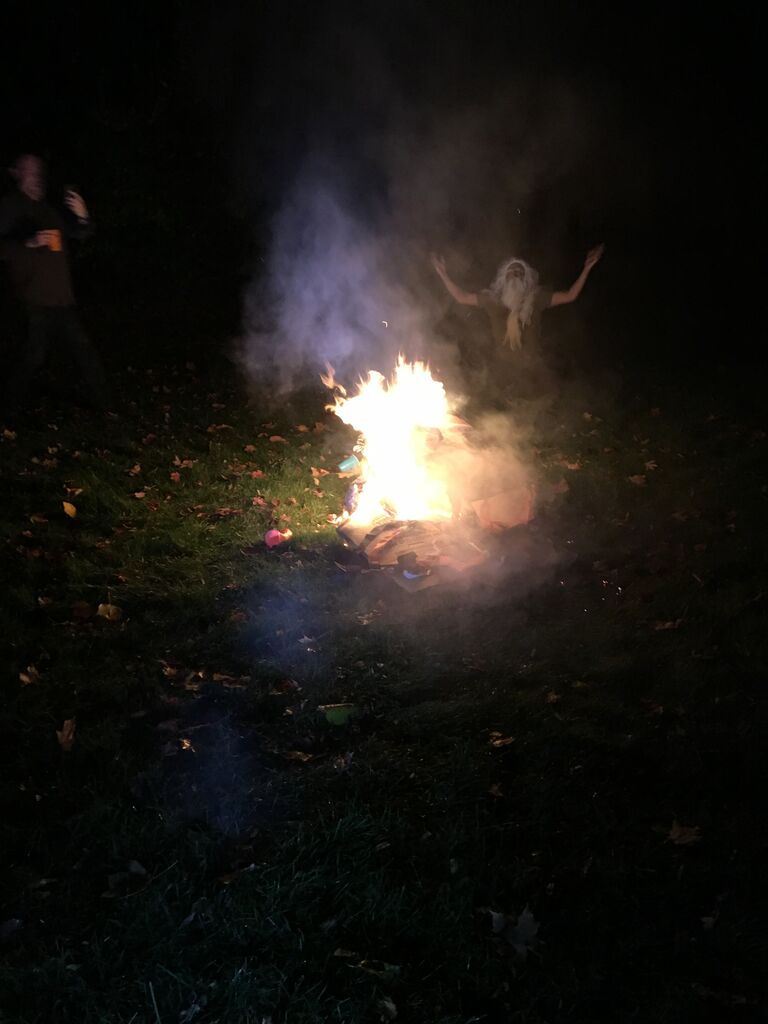 We had our first kiss around a Halloween bonfire.