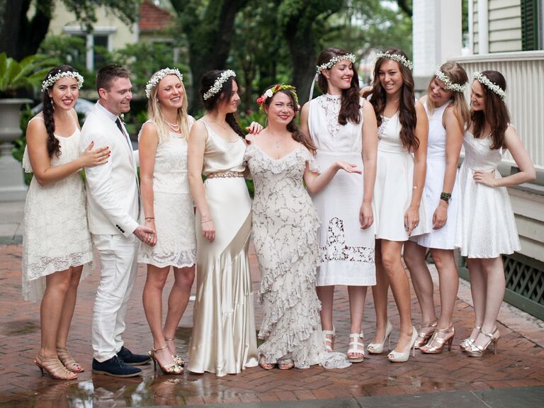 white wedding party dress