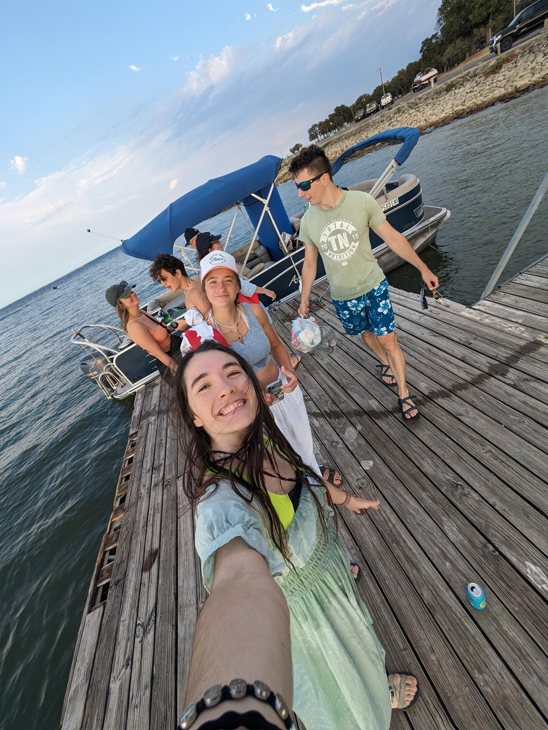 Pontoon boat with Ben's family to celebrate his and his dad's birthday! Thank goodness for Dramamine!