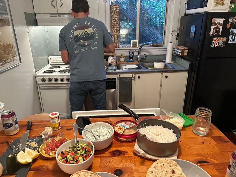 Lucas offered to make Krysti dinner at the "Krysti Krab." The first of many!