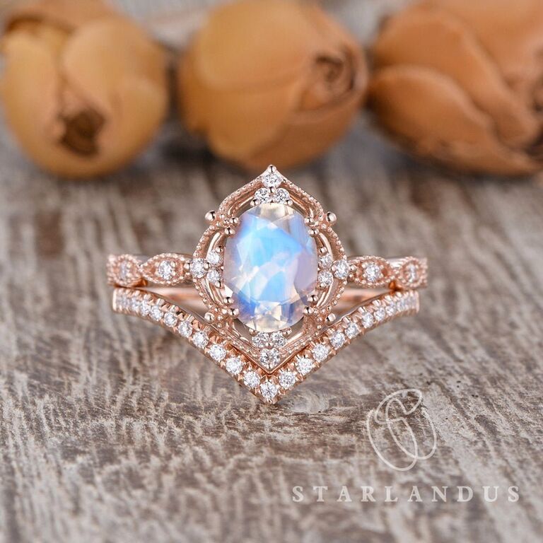 Simple moonstone store engagement ring