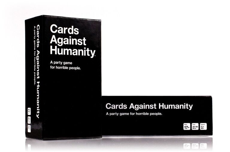 Box display of Cards Against Humanity card game