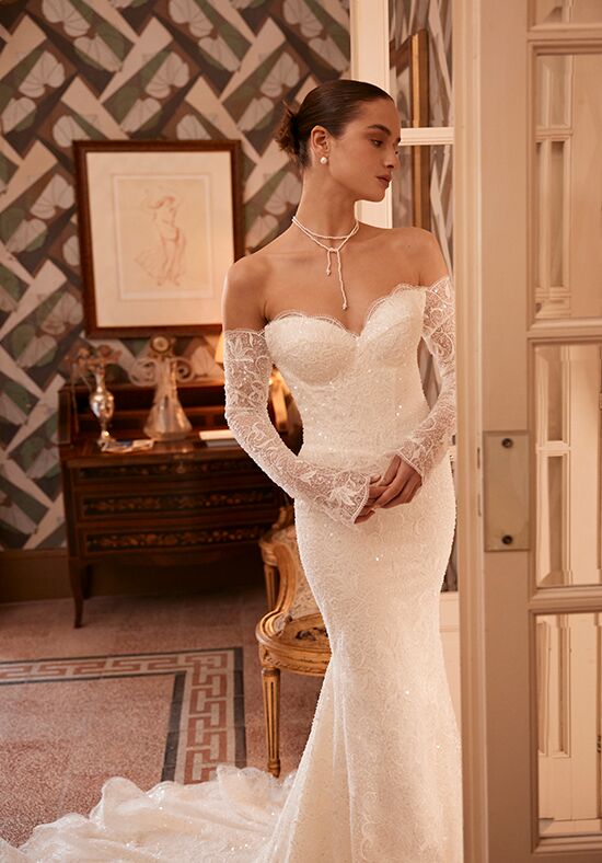sequin wrap wedding dress Tinsley Bridal White Sequined Wrap Dress with Tie Waist X-SMALL/SMALL