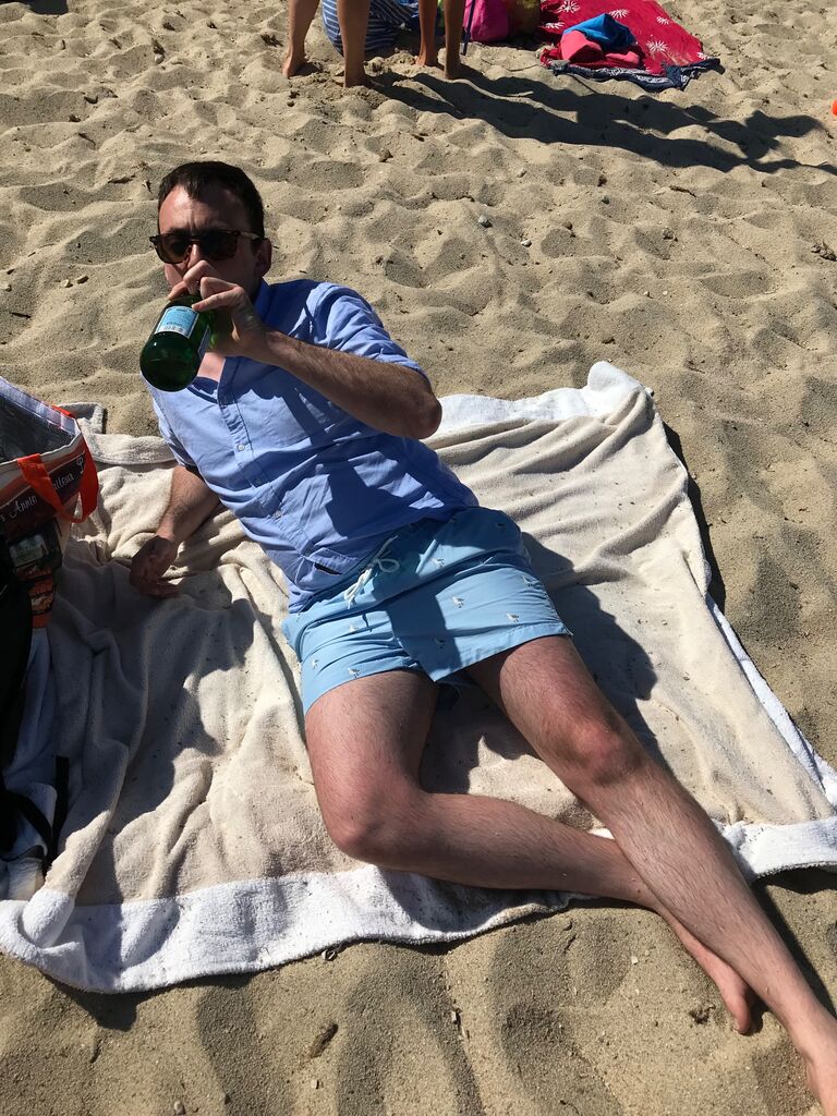 First Sardinian summer for Edward, spent sipping crisp San Pellegrino on the beach.