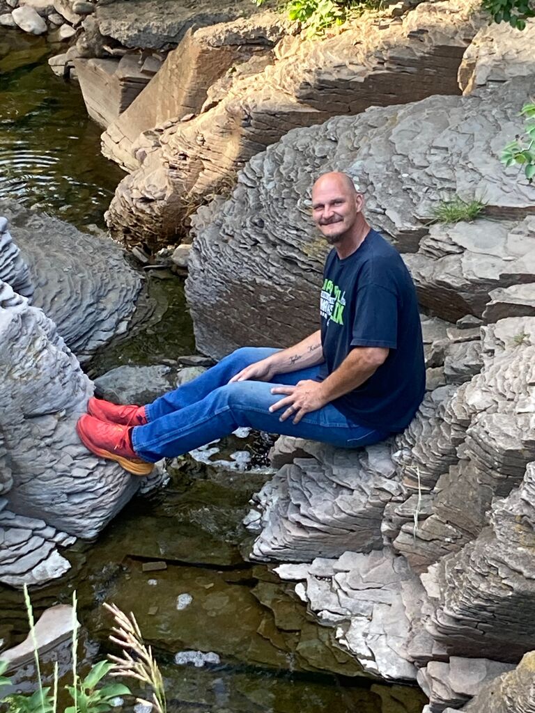 Chris checking out a creek in Giant Springs park