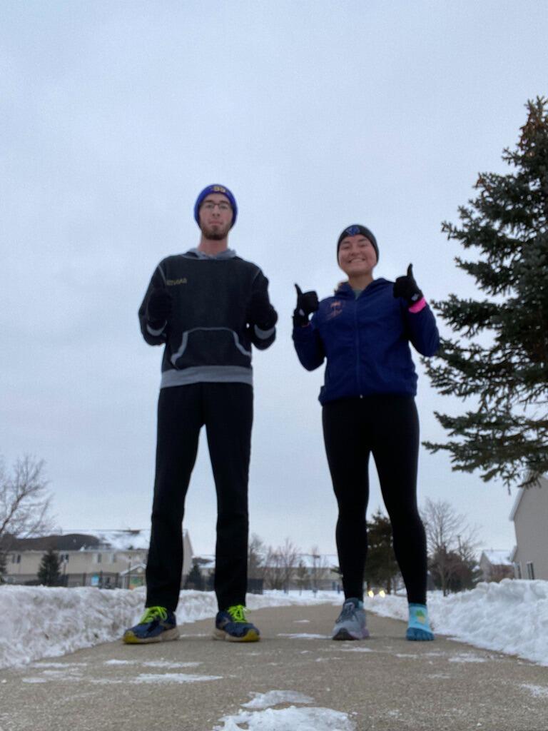 Became friends through Cru at GVSU and started running and playing basketball together. 