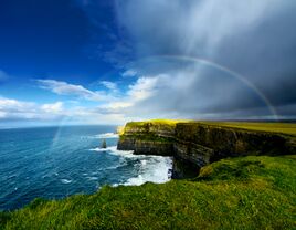 Rainbow above Cliffs of Moher. Ireland